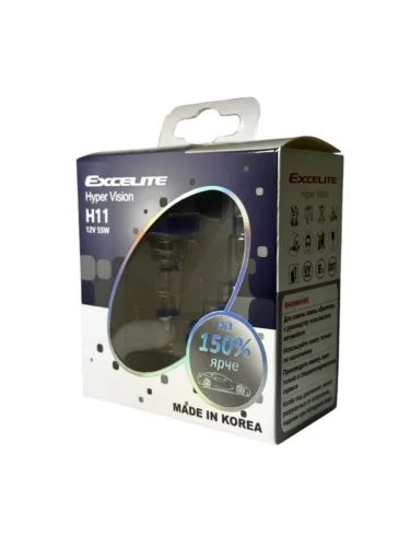 Лампа 12V H11 55W PGJ19-2 +150% до 3600K (2шт.) Hyper Vision EXCELITE