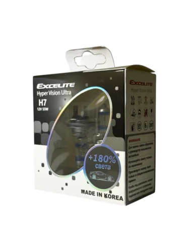 Лампа 12V H7 55W PX26d +180% до 3600K (2шт.) Hyper Vision Ultra EXCELITE
