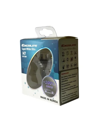 Лампа 12V H7 55W PX26d +100% до 4200K (2шт.) Super White Ultra EXCELITE