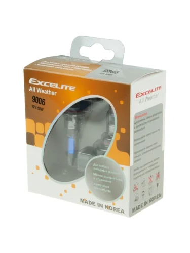 Лампа 12V HB4(9006) 51W P22d до 3100K (2шт.) All Weather EXCELITE