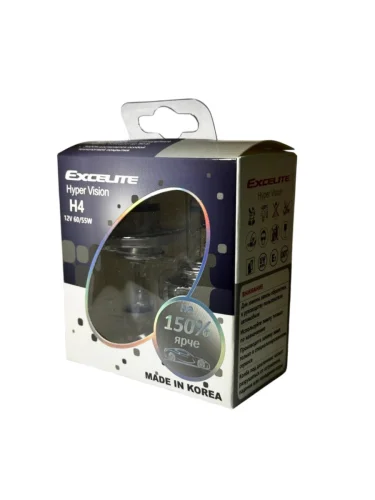 Лампа 12V H4 6055W P43t +150% до 3600K (2шт.) Hyper Vision EXCELITE